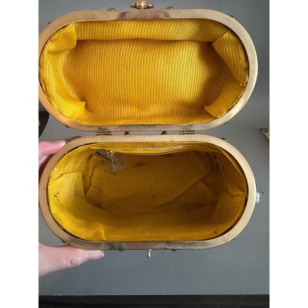 Vtg Straw Purse Oval Box Handbag Fabric Lined 1950s/ 1960s Italy - Read Details - Picture 10 of 15